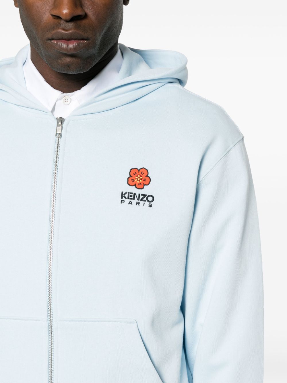 Shop Kenzo Boke Flower Crest Zip Hoodie In Blau