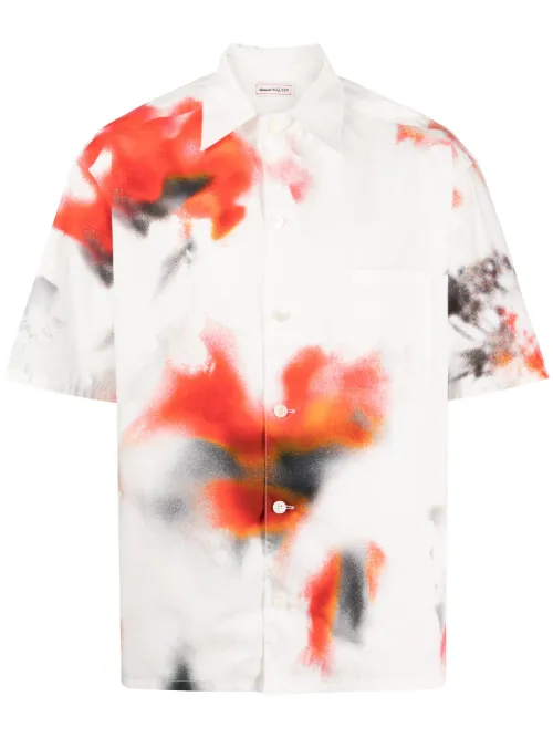 Chemise en coton à motif abstrait - Alexander McQueen - Modalova