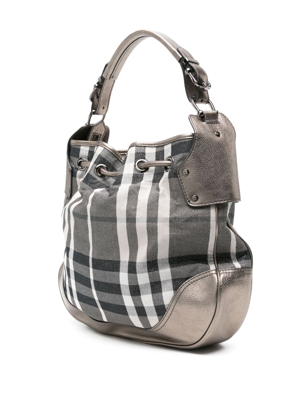 Pre-owned Burberry 2010s House Check Tote Bag In Grey