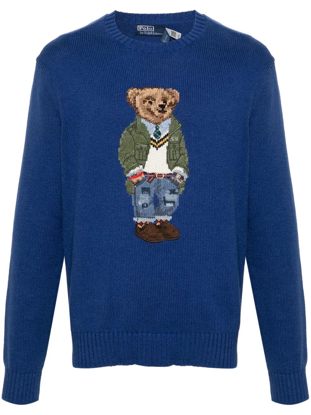 Shop Polo Ralph Lauren Polo Bear Intarsia-knit Jumper In Blue