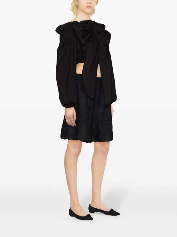 【新品】PATOU  リボン  トップス  ブラック  36 Patou リボンディテール クロップドトップ | ブラック | FARFETCH JP