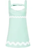 Patou bow-neckline tweed mini dress - Green
