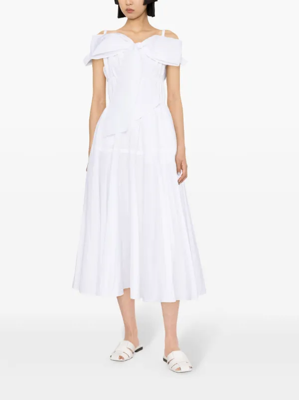 Patou bow-detail Cocktail Midi Dress | White | FARFETCH