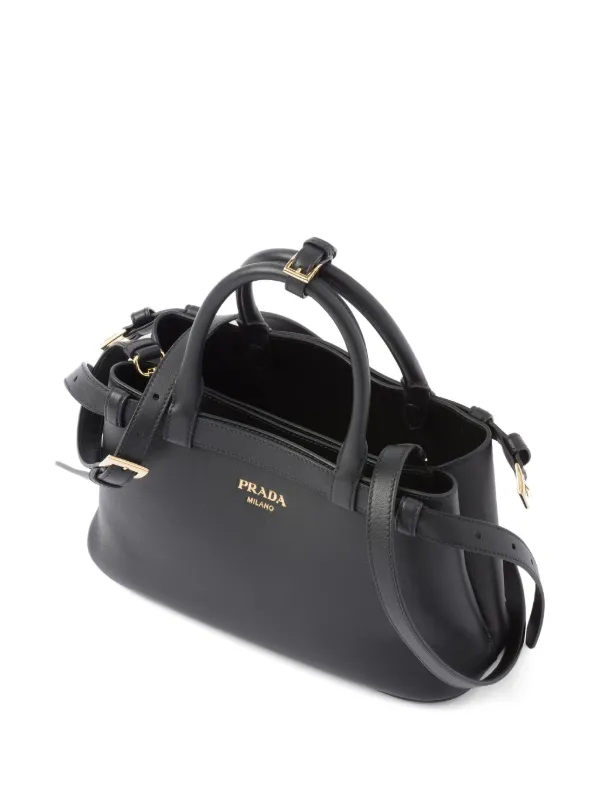 【関税＆送料込み】Prada Logo-Lettering Leather Tote Bag Prada logo-lettering Leather Tote Bag | Black | FARFETCH