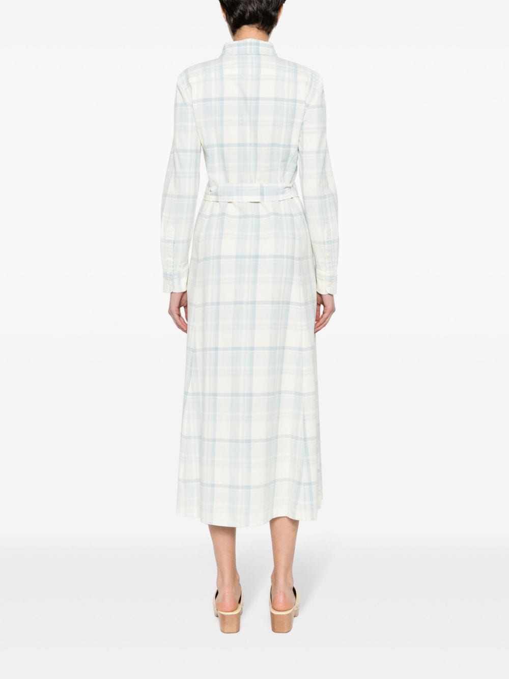Shop Polo Ralph Lauren Plaid-check Cotton Maxi Dress In Blue