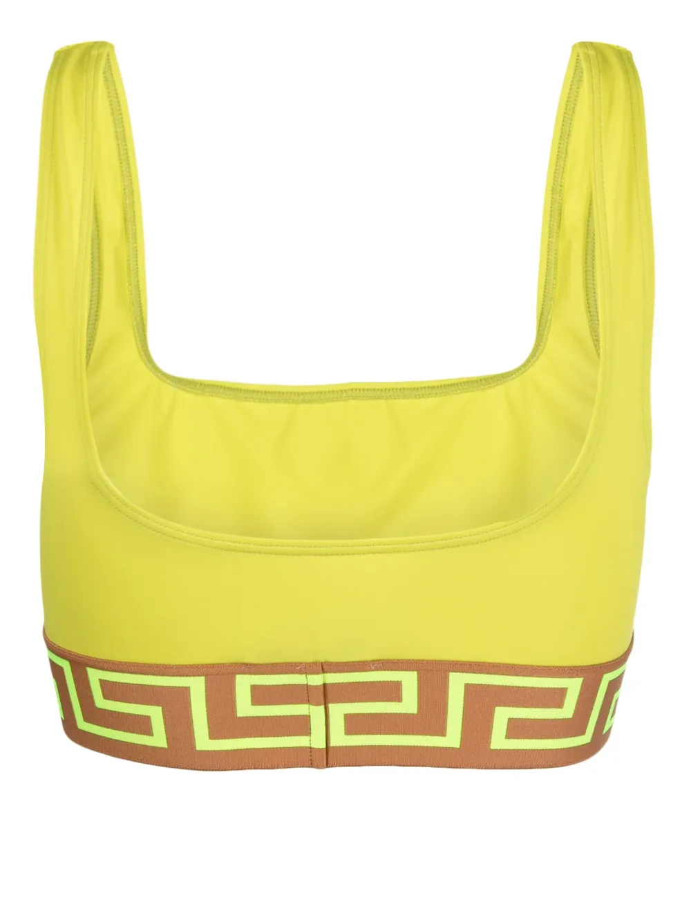 Shop Versace Greca-detail Bikini Top In Yellow