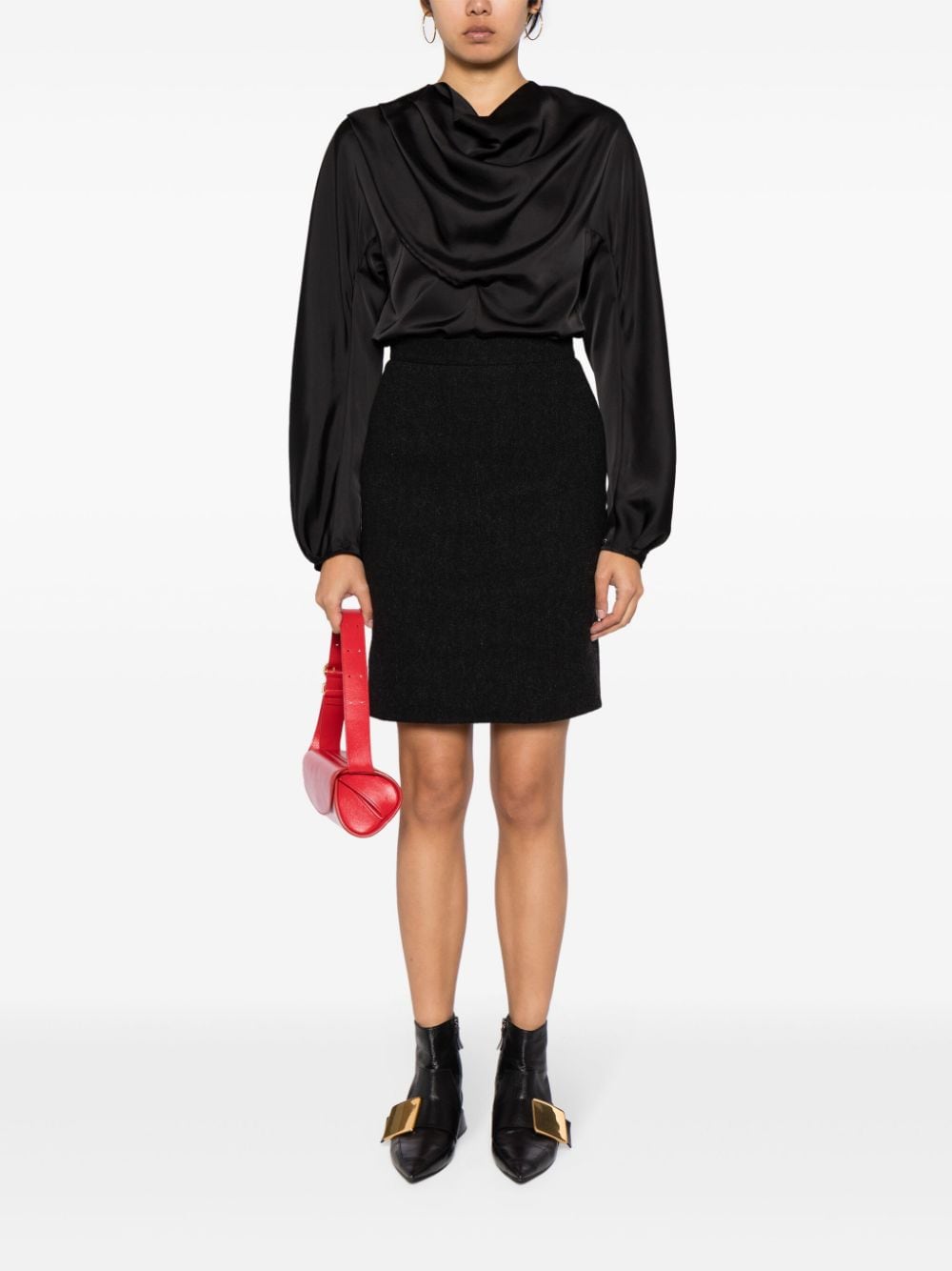 Shop Jil Sander High-waist Herringbone Skirt In Black