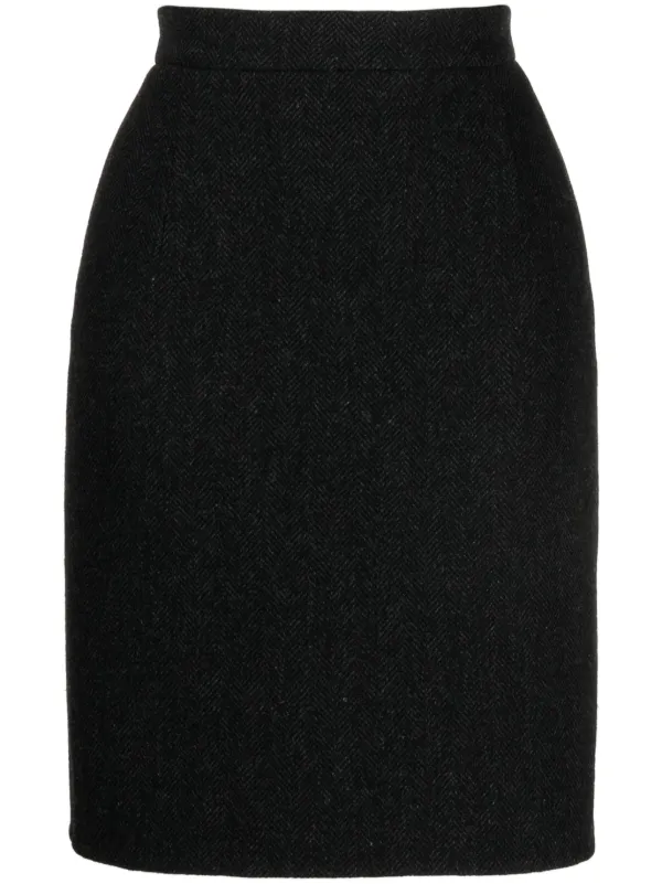 Jil Sander High-waist Herringbone Skirt in Black