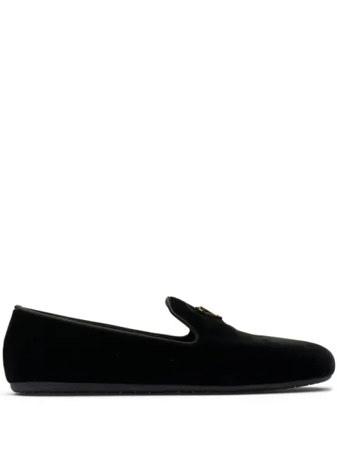 Prada triangle-logo velvet loafers