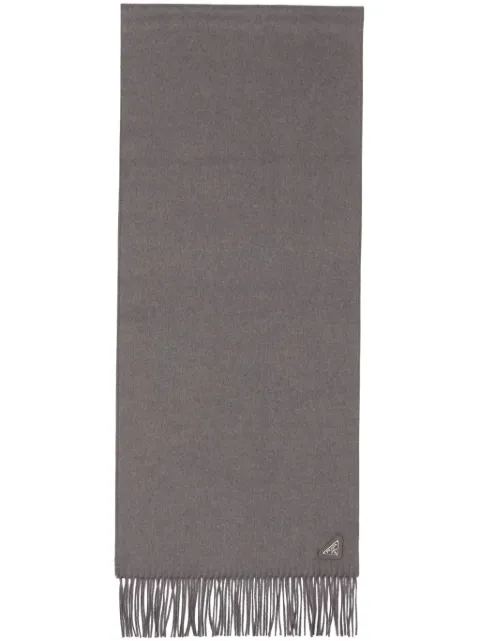 Prada triangle-logo fringed scarf 