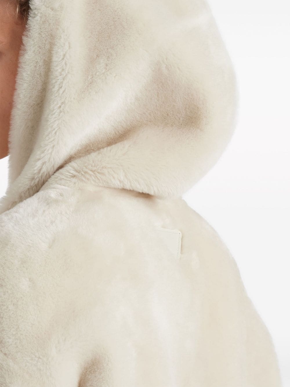 Shop Prada Hooded Shearling Jacket In Nude