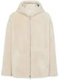 Prada hooded shearling jacket - Neutrals