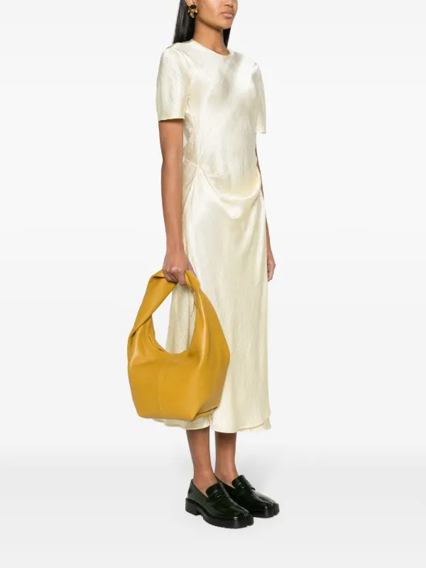 Yellow leather shoulder bag hot sale