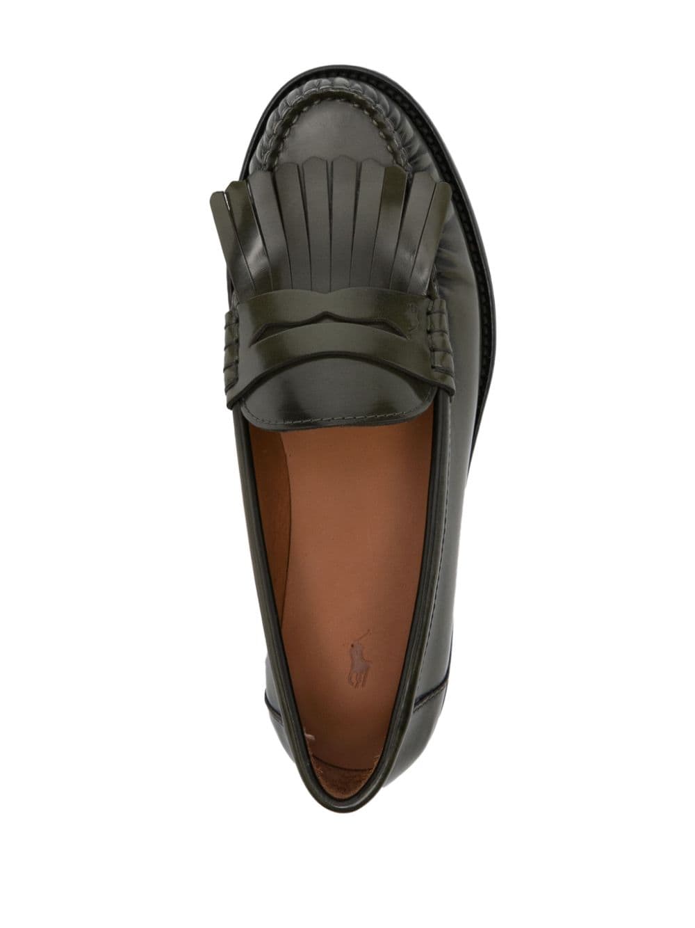 Shop Polo Ralph Lauren Fringed Leather Loafers In Green