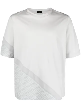 FENDI Diagonal FF Printed Cotton T shirt Grey FARFETCH CY