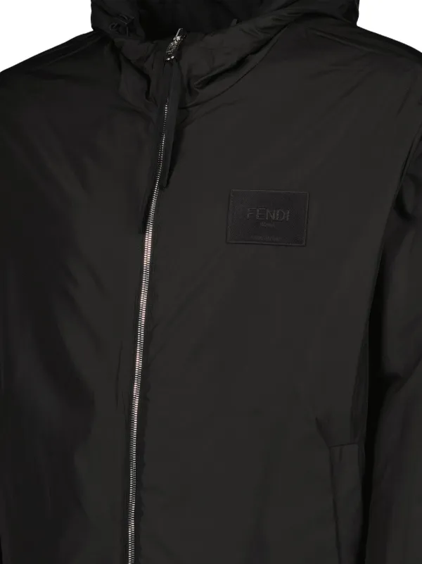 風雷ページ FENDI FF-print Hooded Windbreaker | Black | FARFETCH