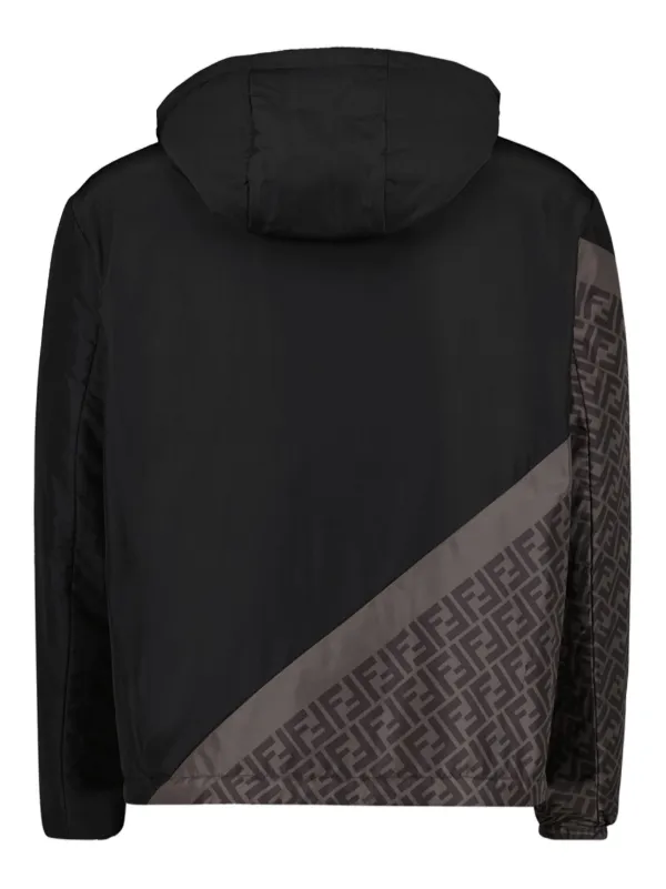 FENDI FF print Hooded Windbreaker Black FARFETCH KW