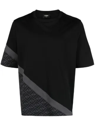 FENDI Diagonal FF printed Cotton T shirt Black FARFETCH JO