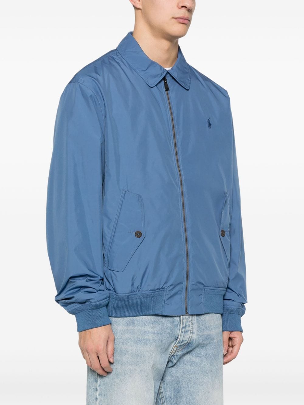 Shop Polo Ralph Lauren Polo-pony-motif Waterproof Jacket In Blue