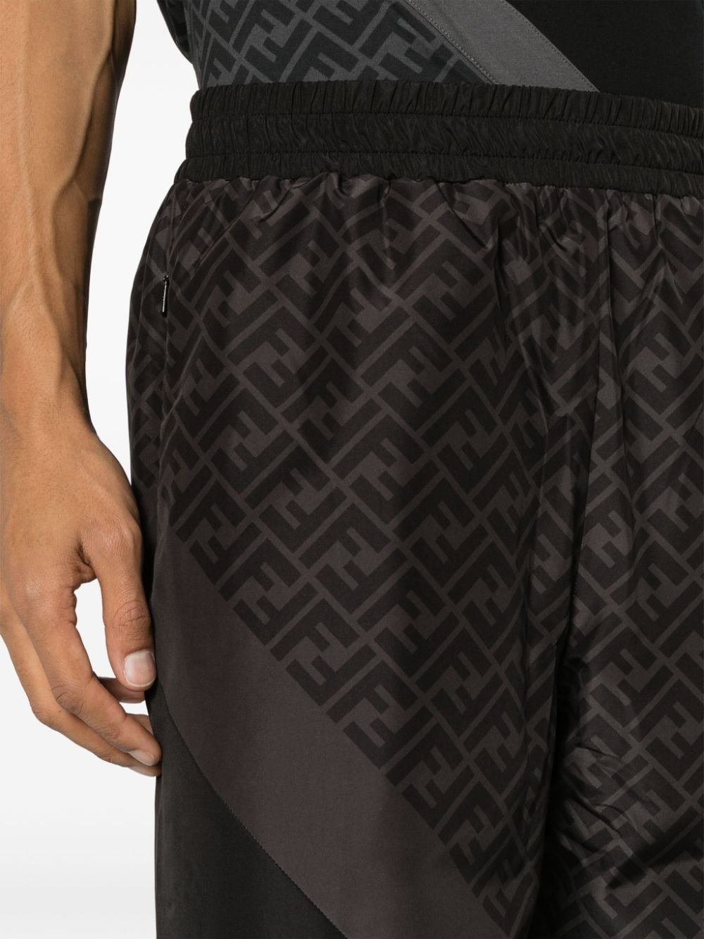 Shop Fendi Ff-pattern Tapered-leg Track Pants In Grey