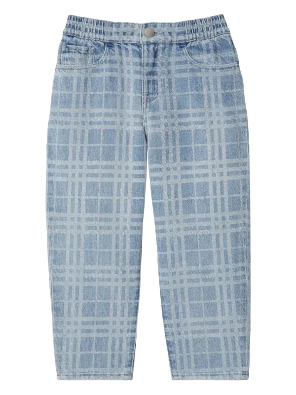 Burberry Kids Check Japanese Denim Trousers - Farfetch