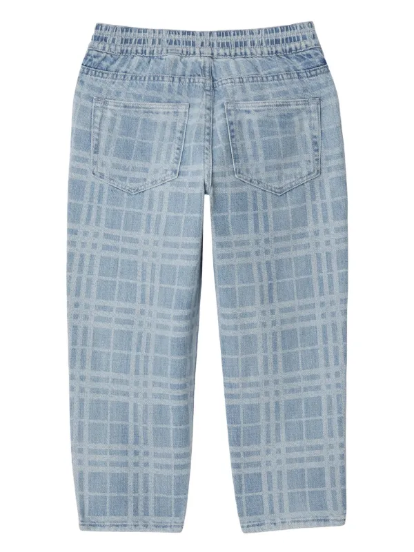 Burberry Kids Check Japanese Denim Trousers Blue FARFETCH IN