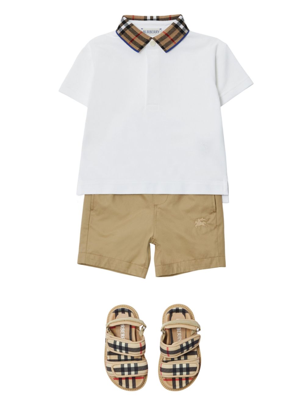 Shop Burberry Ekd Check-collar Polo Shirt In White