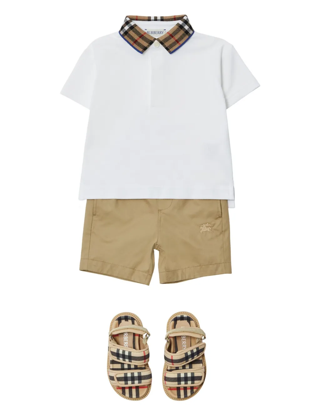 Burberry Kids EKD poloshirt met geruite kraag Wit