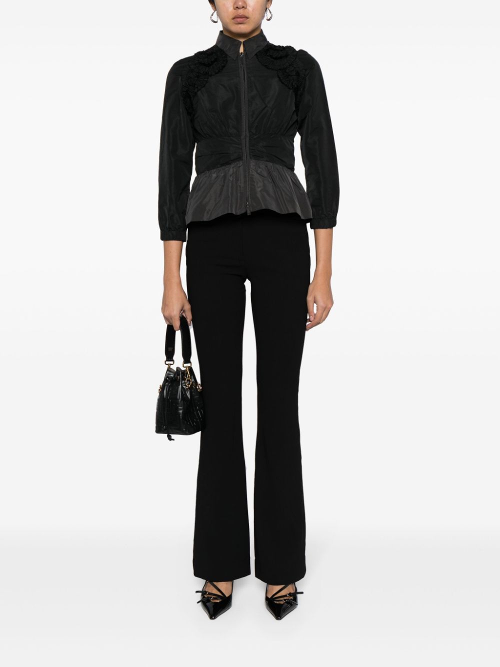 Image 2 of Miu Miu Pre-Owned 2010s shoulder appliqués peplum hem blouse