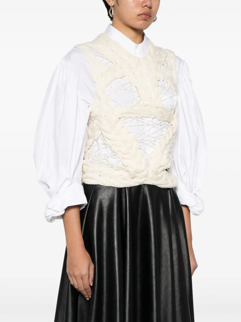 Pre-owned Alexander Mcqueen 2010s Face Crochet Panelled Blouse In Neutrals