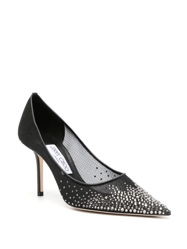 Jimmy★Choo(セールで破格)オシャレスタッズLove85/Black Jimmy Choo Love 85mm crystal-embellished Pumps | Black