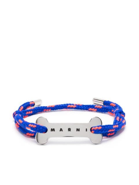 Marni logo-plaque cord bracelet