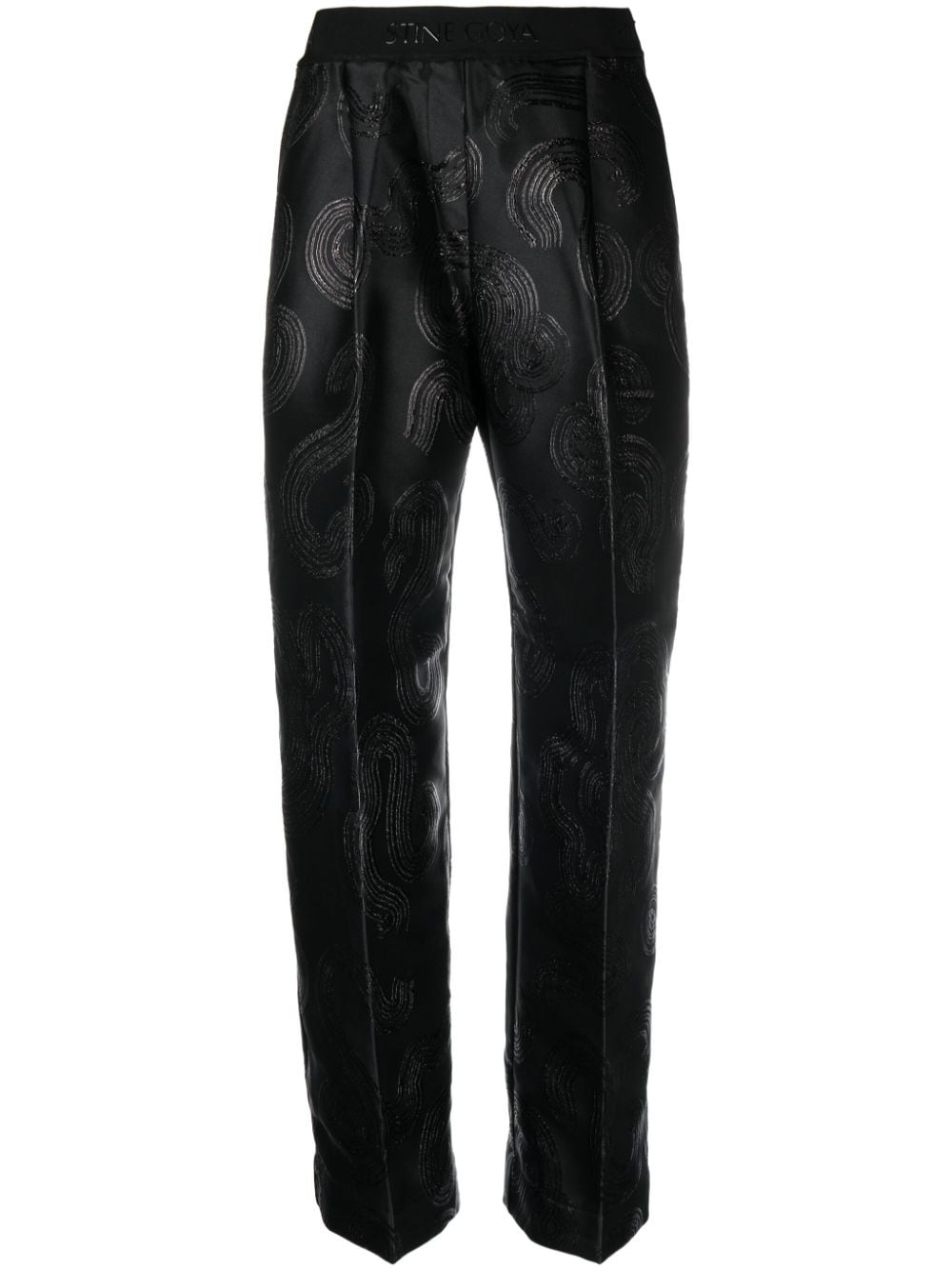 Stine Goya Ciara Logo-waistband Trousers In Black