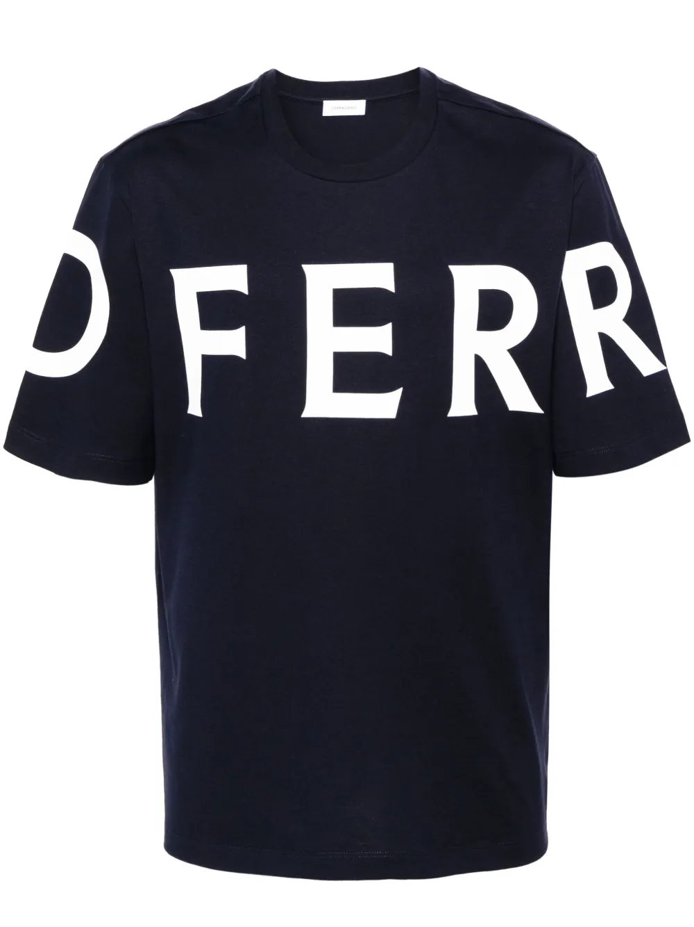 Ferragamo Short Sleeved T-shirt With Graphic Logo In Blue