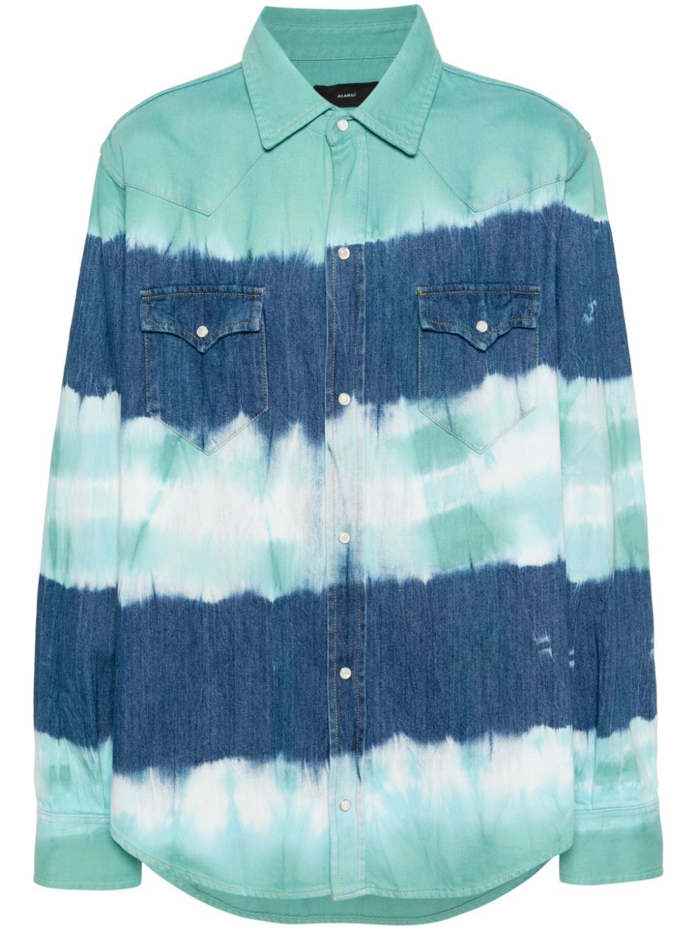 Shop Alanui Tie-dye Print Cotton Shirt In Blue