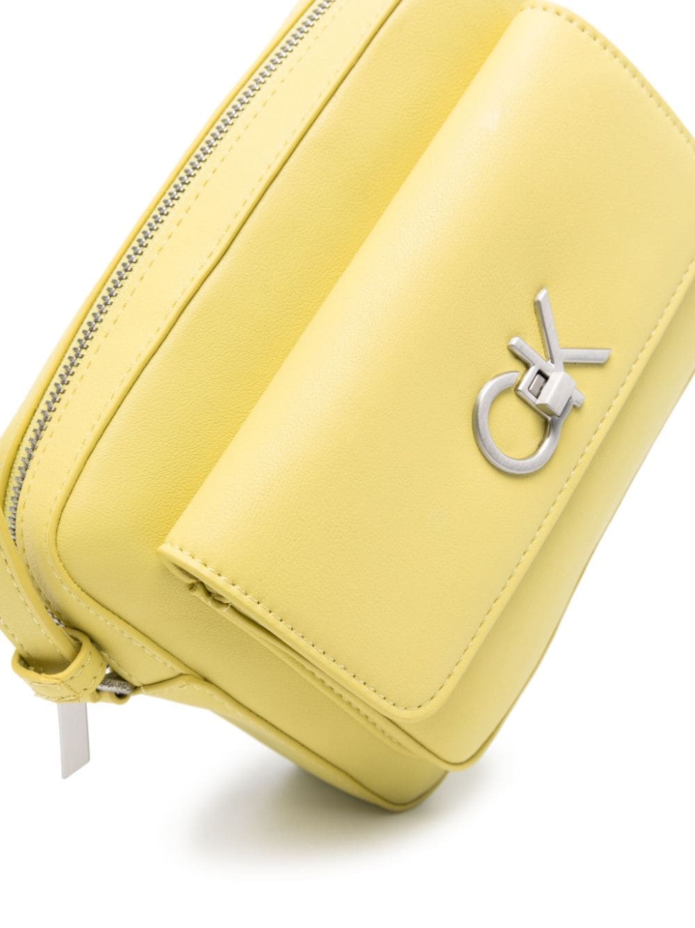 Shop Calvin Klein Logo-plaque Crossbody Bag In Yellow