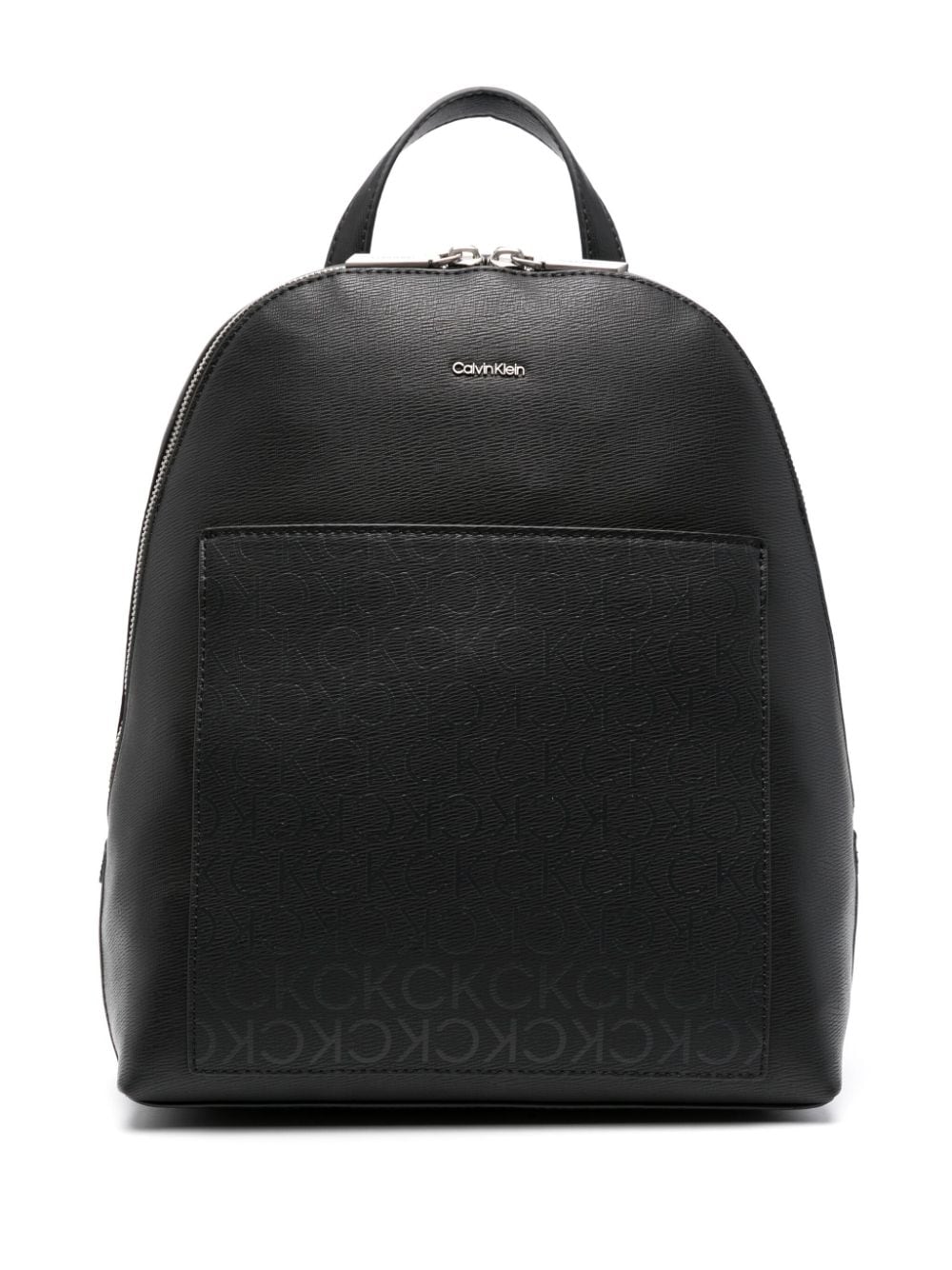 Image 1 of Calvin Klein logo-lettering faux-leather backpack