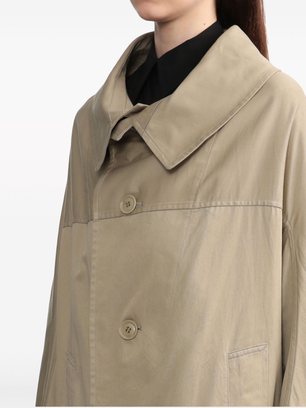 Shop Y's Long-collar Cotton Single-breasted Coat In Neutrals