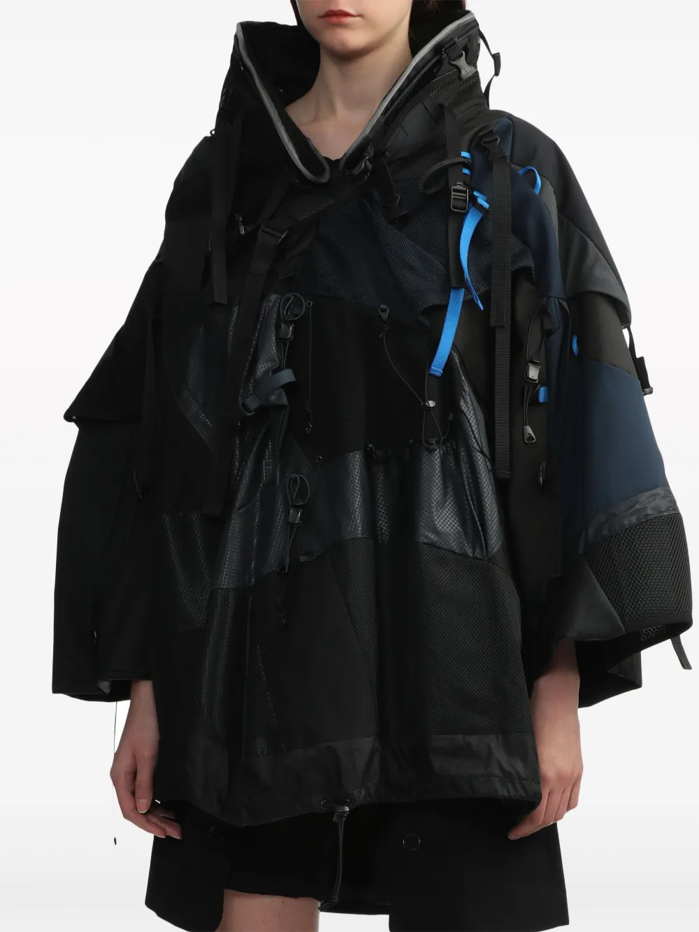 Junya Watanabe Panelled Utility Cape In Black