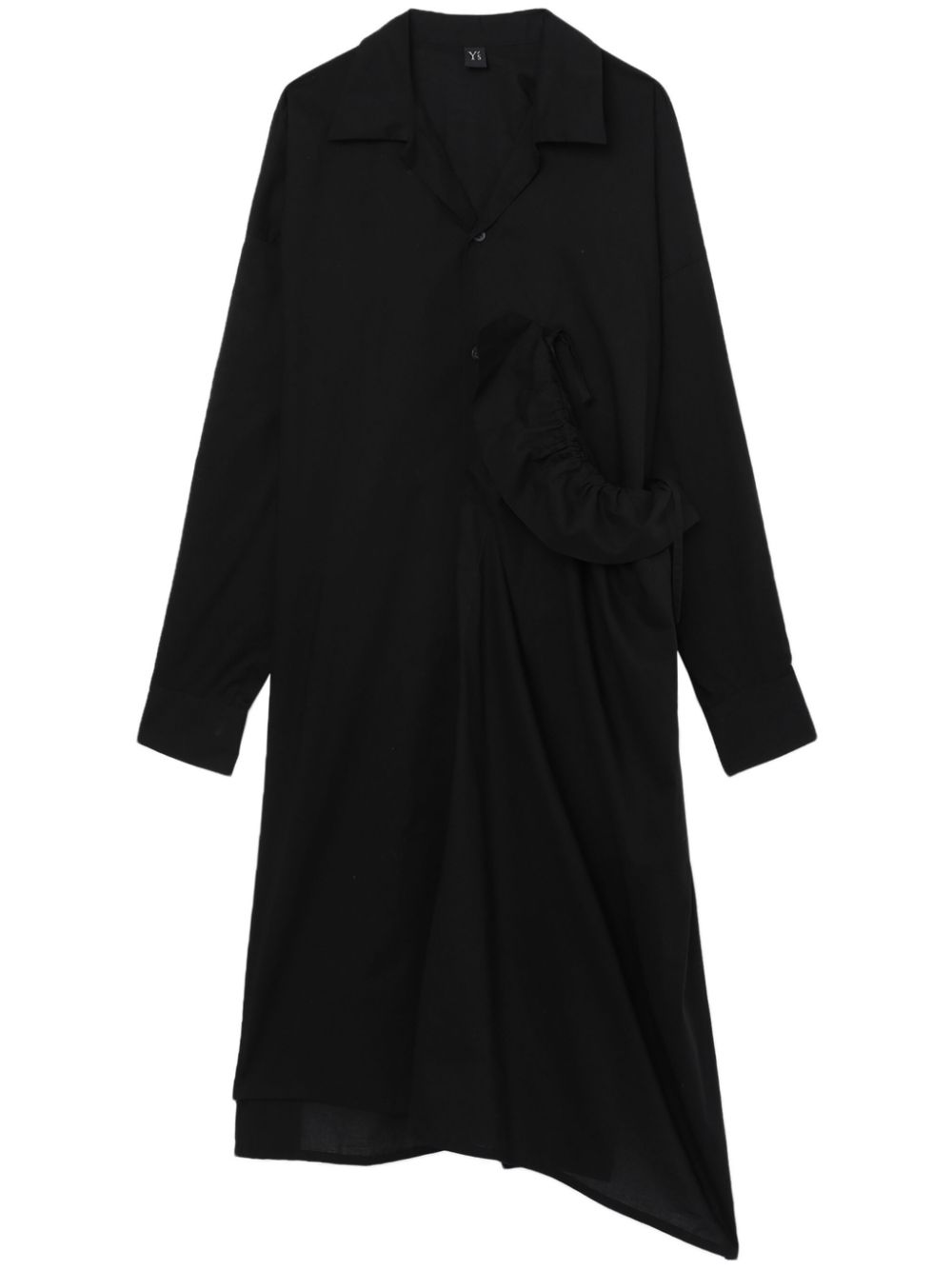 Y's Classic-collar Cotton Dress In Schwarz