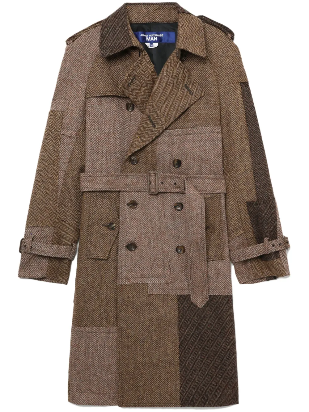 Junya Watanabe Patchwork Wool Coat In Brown