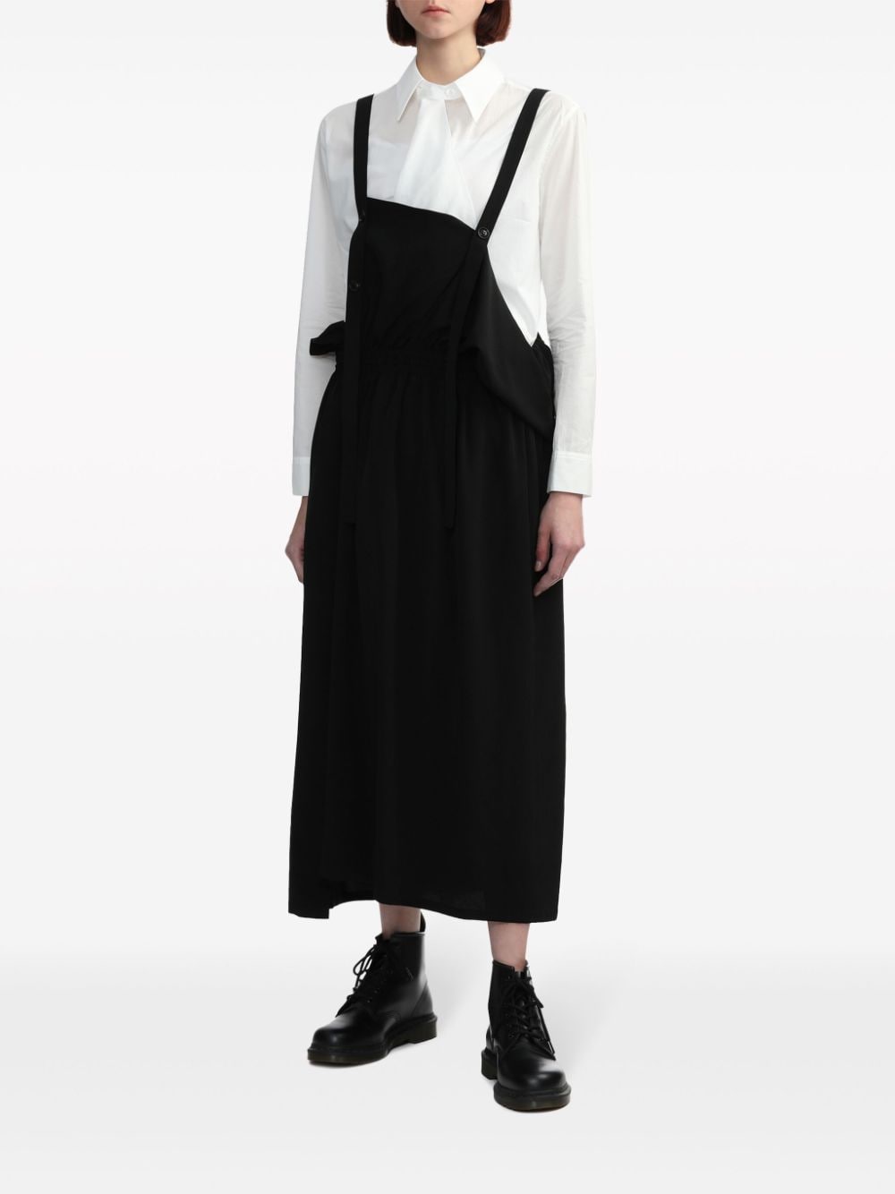 Shop Y's Asymmetric Ruffled Midi Skirt In Black