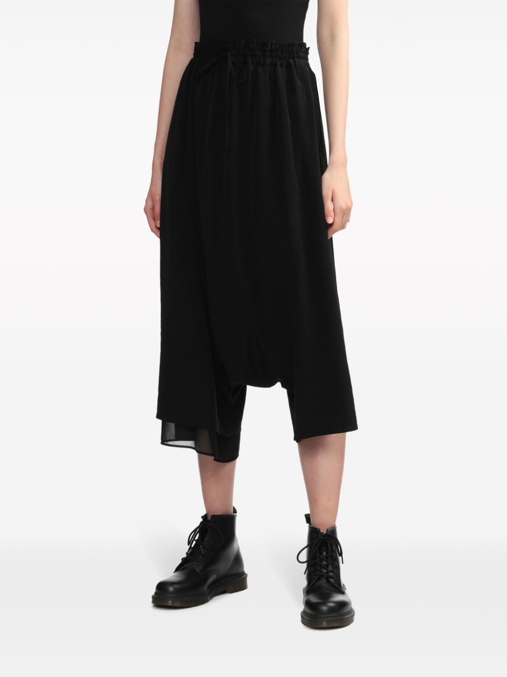 Shop Y's Asymmetric Cropped-leg Trousers In Black