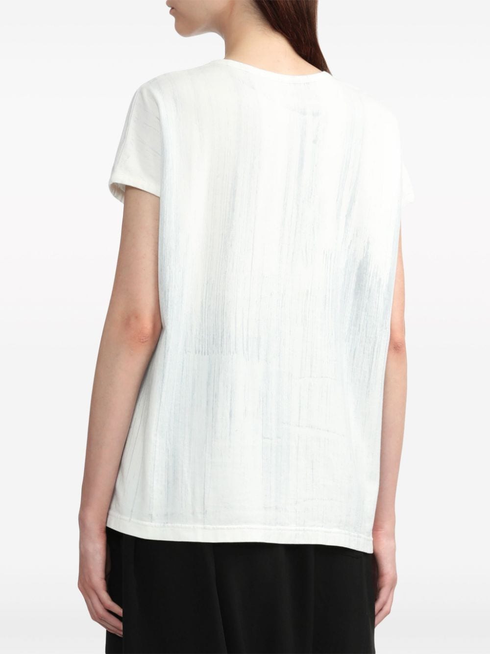 Shop Y's Asymmetric-hem Cotton T-shirt In Weiss