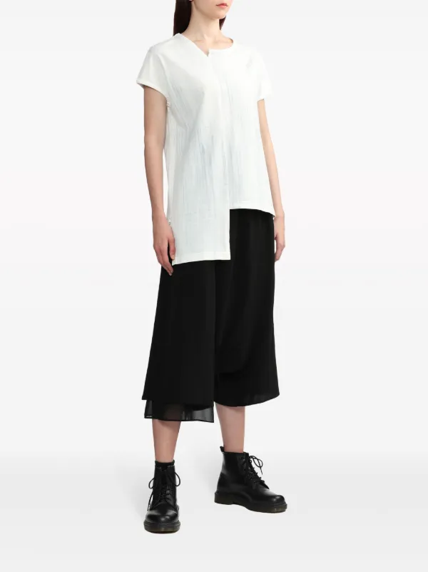 Y's asymmetric-hem Cotton T-shirt | White | FARFETCH