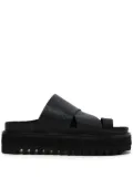 Y's crossover-strap leather slides - Black