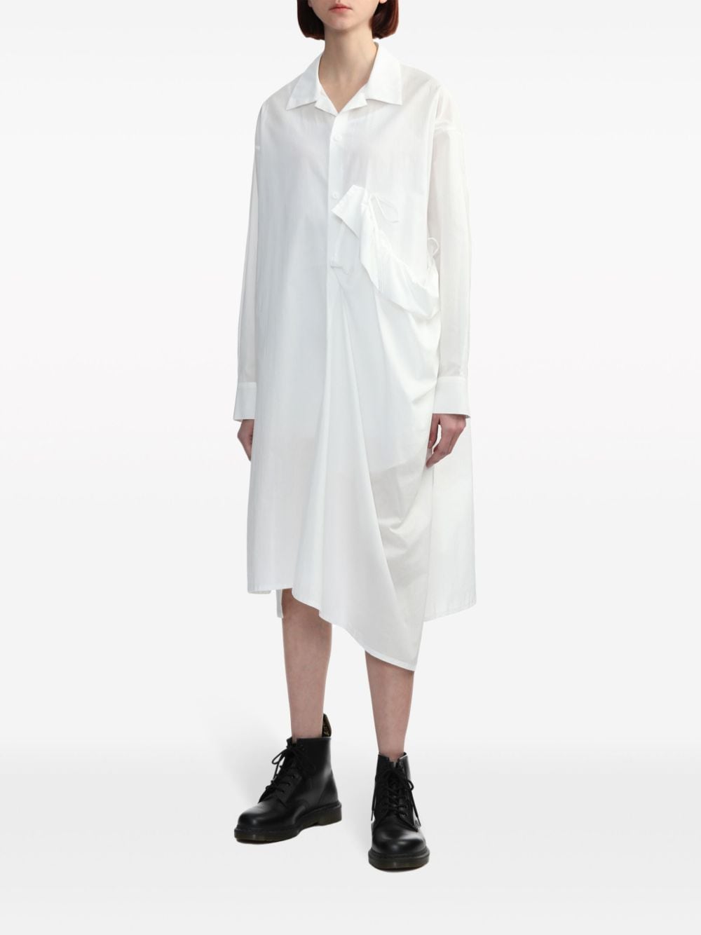 Shop Y's Classic-collar Cotton Dress In White