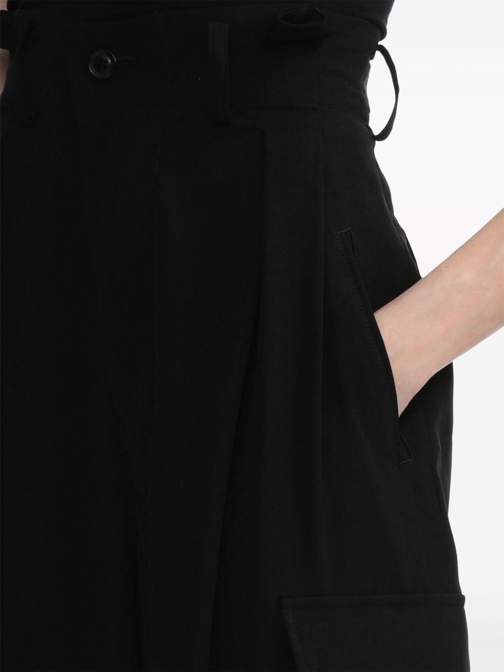 Shop Y's Pleated High-waisted Cargo Trousers In Black