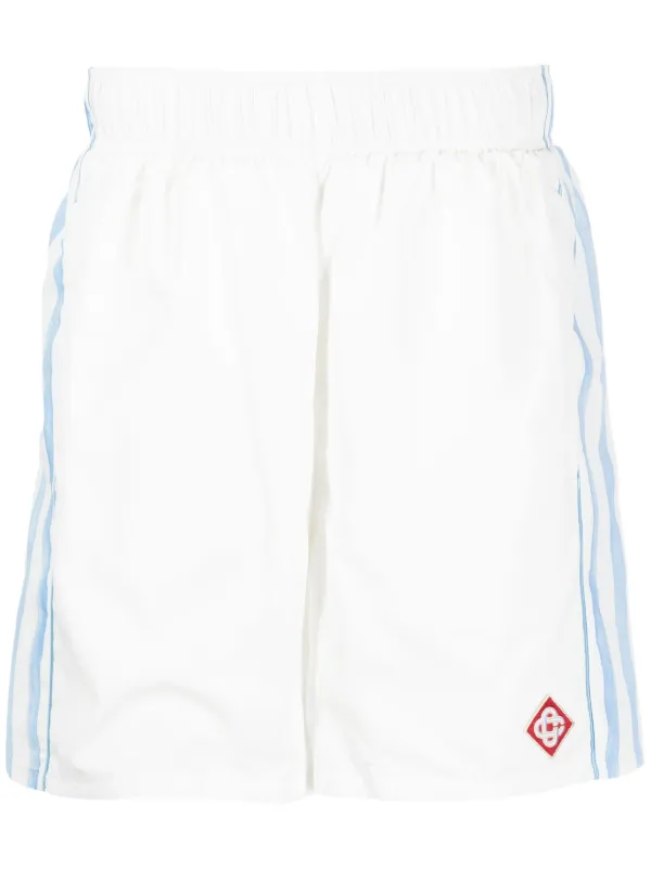 Casablanca Logo-appliqué Stripe-detail Shorts in White