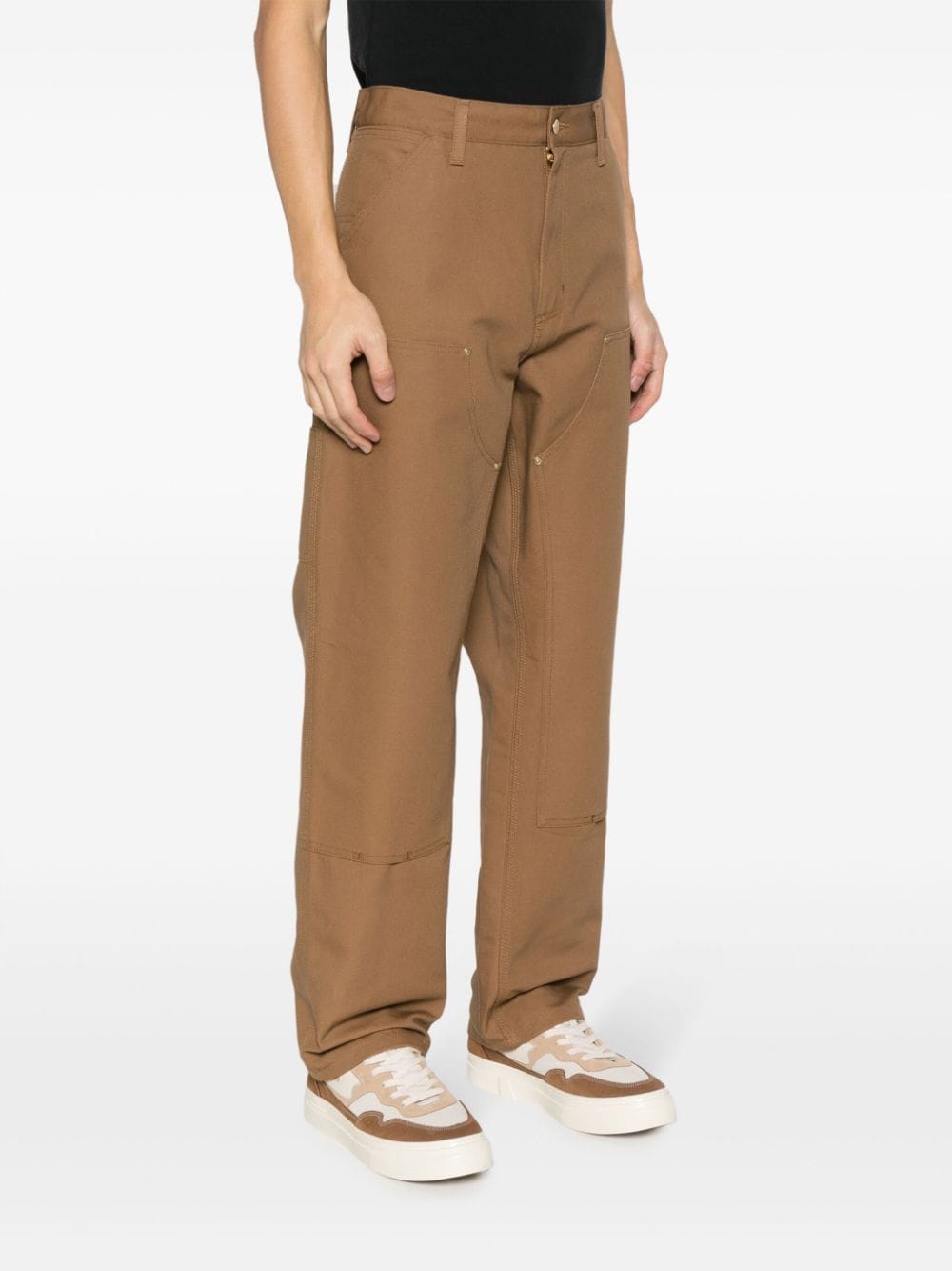Shop Carhartt Double Knee Straight-leg Trousers In Brown